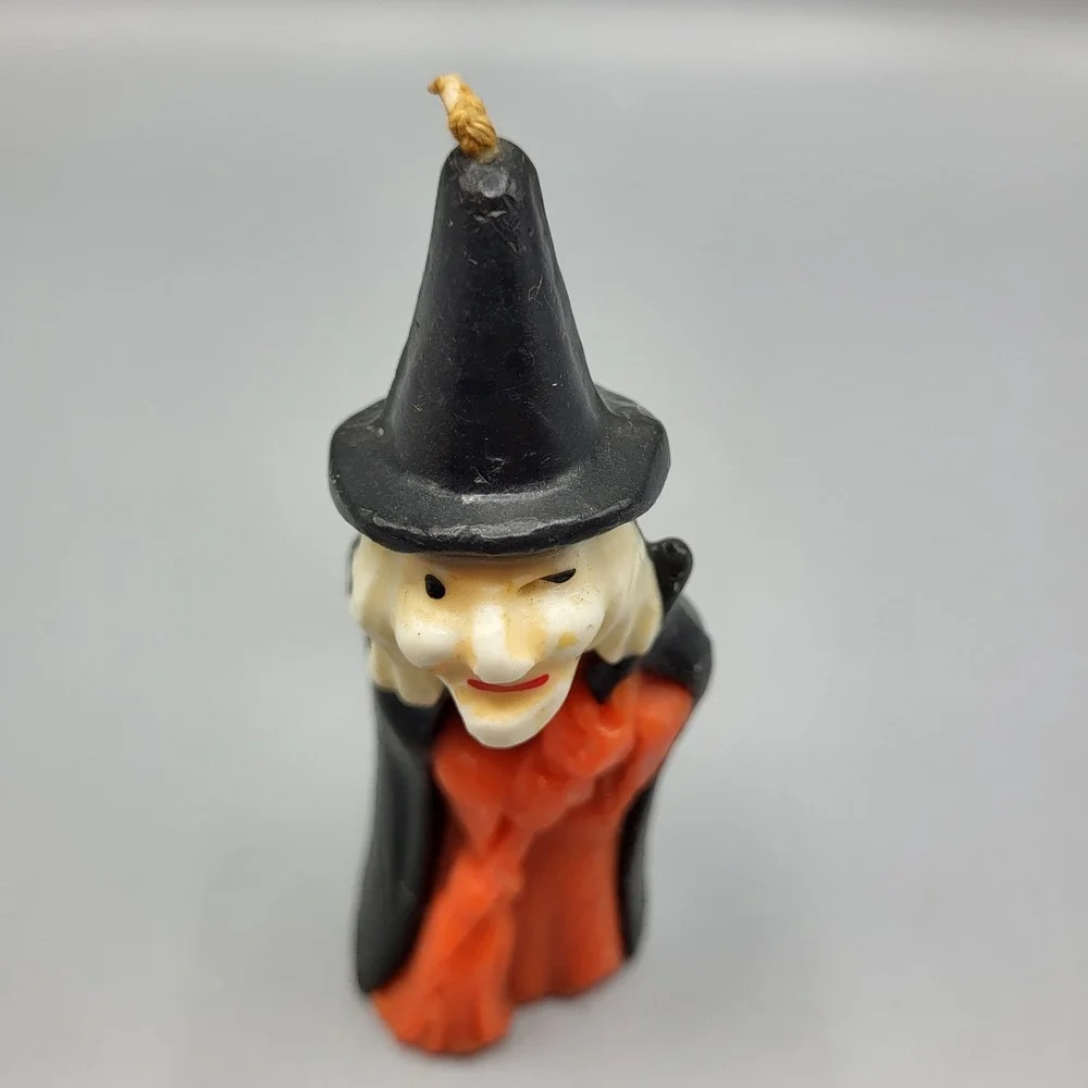 Vintage Gurley Halloween Witch Candle Figurine Spooky Decor 5.5